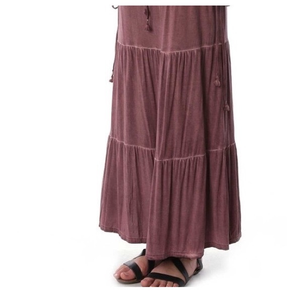 Tassel Drawstring Burnout Maxi Skirt - Picture 5 of 10